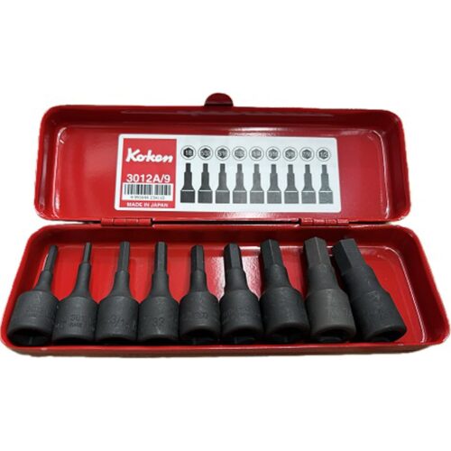 Koken 3012A/9 Inhex Socket Set In Case 9pc 3/8"Dr 1/8"-1/2"