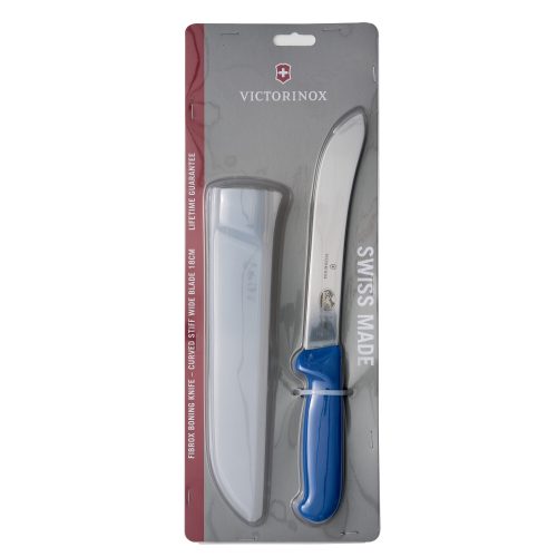 Victorinox Boning Knife Stiff Curved Wide Blade Blue Handle 5.7602.18 with sheath