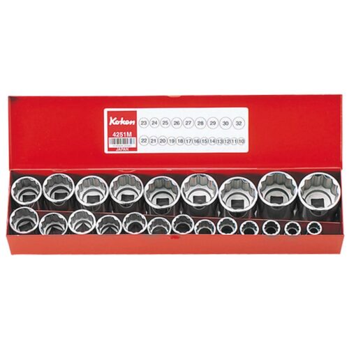 Koken 4251M Socket Only Set 12pt 22pc 1/2"Dr 10-32mm