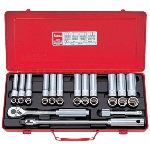 Koken 4277 Std & Deep Socket Set 12pt 27pc 1/2"Dr 10-24mm