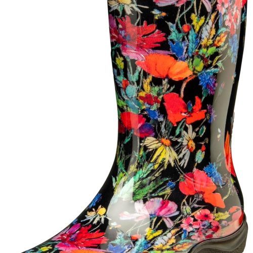 Sloggers Womens Rain Shoes In Fields Balck Size 7