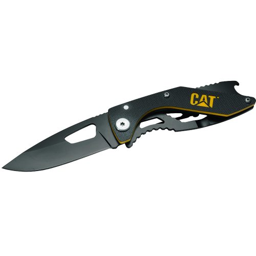 Cat 155mm Folding Skeleton Knife with Black Blade and Bottle Opener