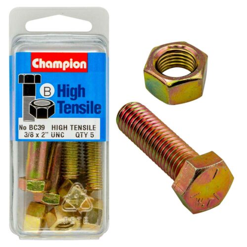 Champion 2in x 3/8in Bolt And Nut (B) - GR5