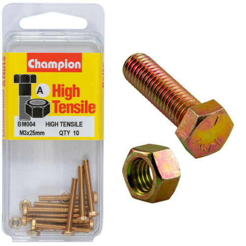 Champion Hex Set Screw High Tensile M3x25mm Grade 8.8 - 10pk