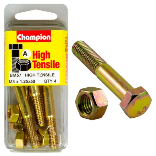 Champion M8 x 50 Bolt & Nut (A) - GR8.8