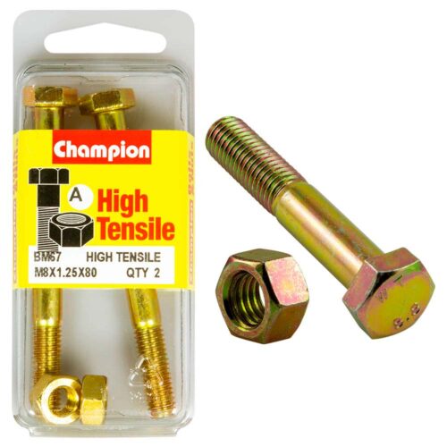Champion M8 x 80 Bolt & Nut (A) - GR8.8