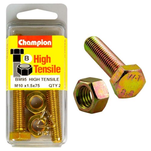 Champion M10 x 75 Bolt & Nut (B) - GR8.8