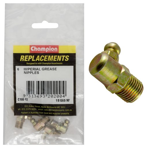 Champion 1/8in BSP (Gas) 90Deg. Grease Nipple - 25pk