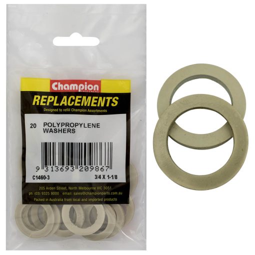 Champion 3/4in x 1-1/8in x 3/32in Polypropylene Washer -20pk