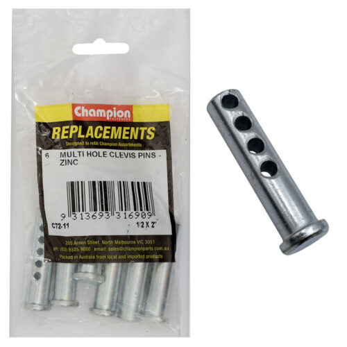 Champion 1/2 X 2in Multi Hole Clevis Pin 6pk