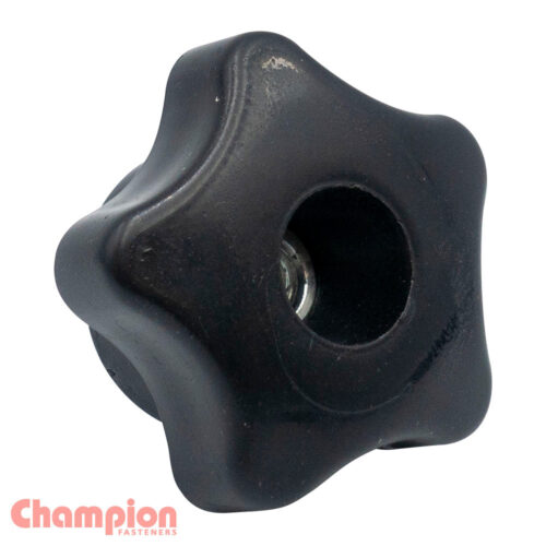 Champion Star Knobs-Through Type Nuts -M6 -Z/P (5 Pack)