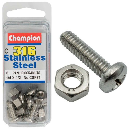 Champion 1/4in x 1/2in UNC Pan HD Set Screw 316/A4 (C)