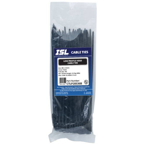 ISL 205x3.6mm Low Profile Cable Tie - UV Blk - 100pk