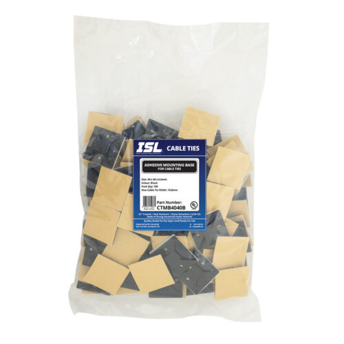 ISL 40x40mm Cable Tie mounting Base - Black - 100pk