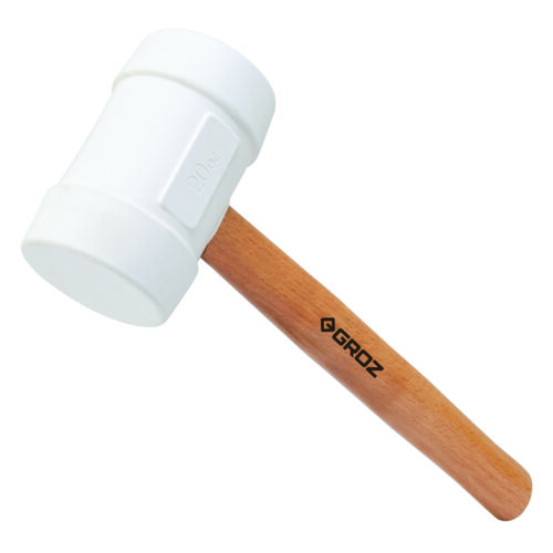 Groz Rubber Mallet 16oz-White Head- Hickory Wood Handle 14in