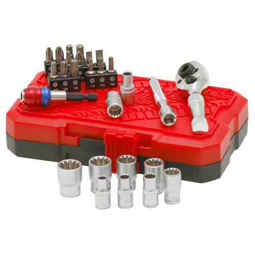 1/4” & Bit Dual Dr 28pc Spline Socket Set