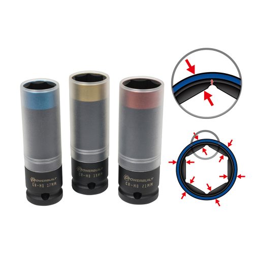 1/2” Dr 3pc Metric Deep Impact Wheel Nut Socket Set