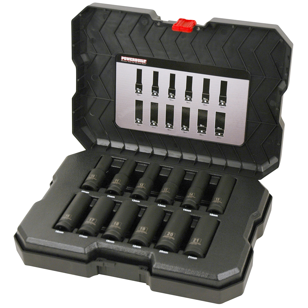 1/2” Dr 12pc 6pt Metric Deep Impact Socket Set