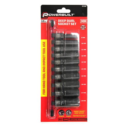 3/8” Dr 10pc Metric Deep Dual Impact Socket Set