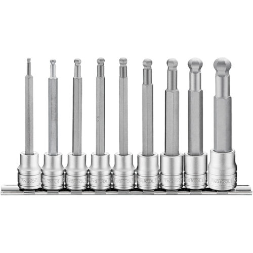 Teng 9pc 3/8in Long Hex Bit Socket Ball Point Clip Rail Set