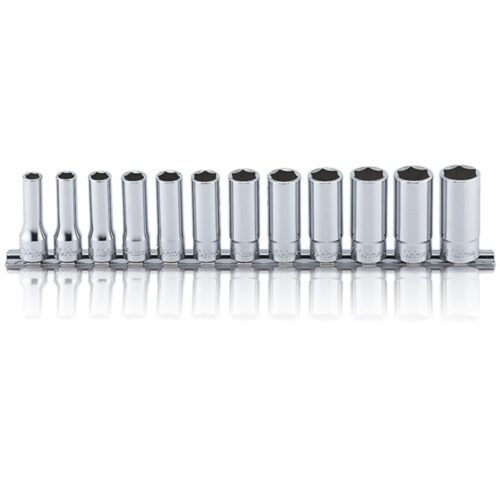 Koken RS3300M Deep Socket Set On Rail 6pt 12pc 3/8"Dr 8-19mm
