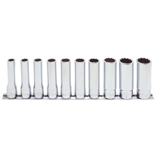 Koken RS4305M Deep Socket Set On Rail 12pt 10pc 1/2 "Dr 10-22mm