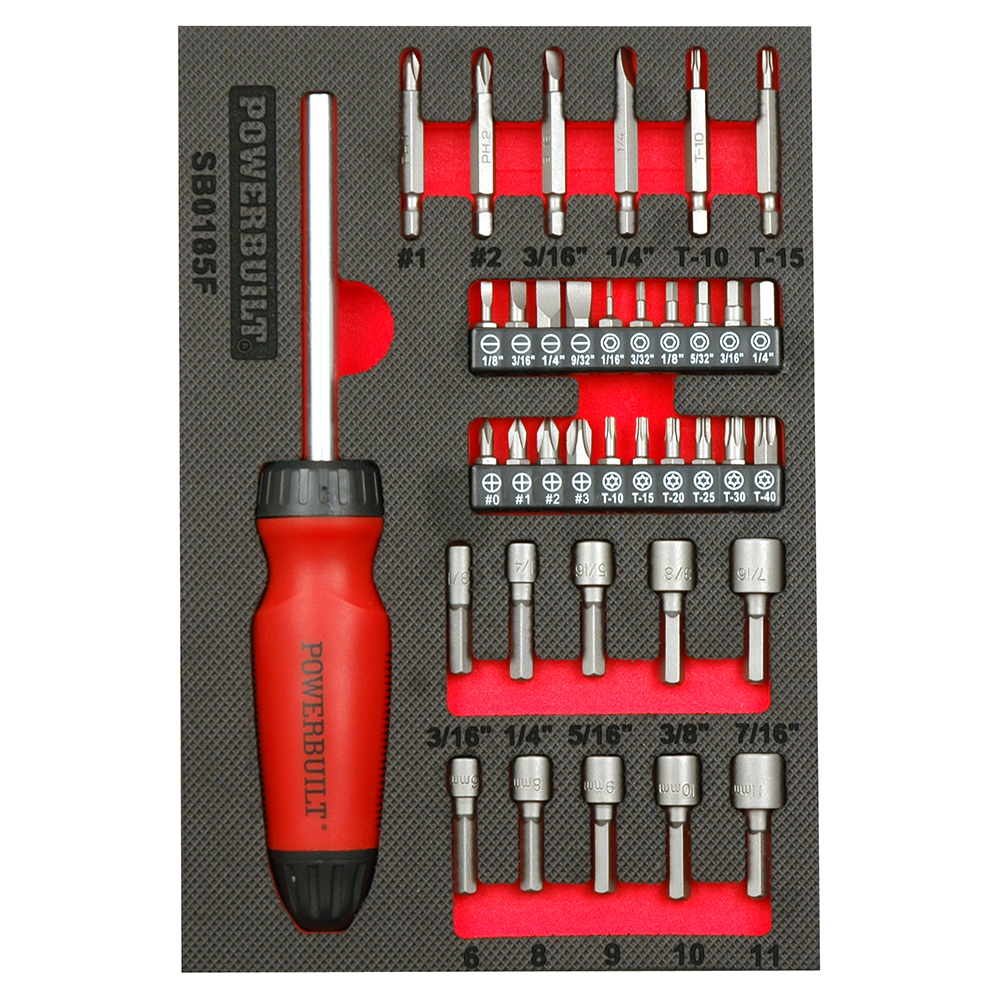 38pc Gearless Ratchet Driver and Bits Tray