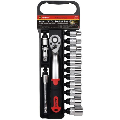 AmPro Socket Set 1/2"Dr 10-24mm 6pt 14pc (Open Rack Type)