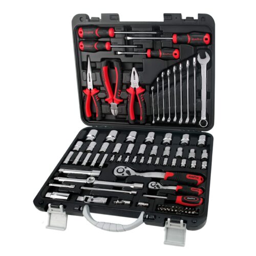 AmPro Socket and Tool Kit 1/4" & 1/2" Dr 4-32mm 6pt 87pc (in Blowcase)