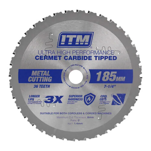 ITM 185mm Metal Cutting Blade Cermet Carbide Tipped 36T