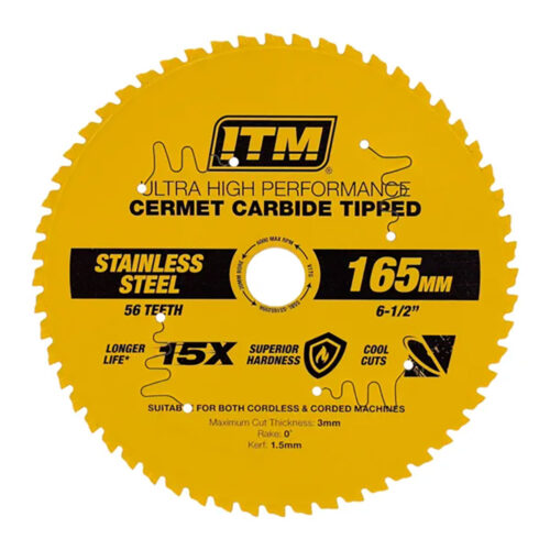 ITM 165mm SS Metal Cutting Blade Cermet Carbide Tipped 56T