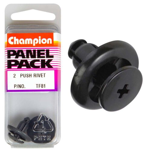 Champion Push Rivet Black 8mm(L) 7mm(Hole) 20mm(HD) 2pk