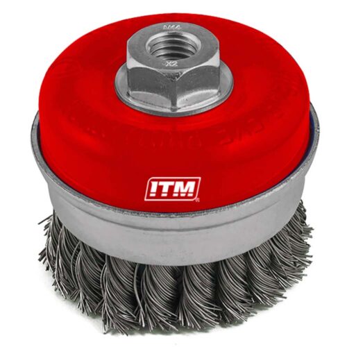 ITM Twist Knot Cup Brush Stainless Steel 75mm w/Band